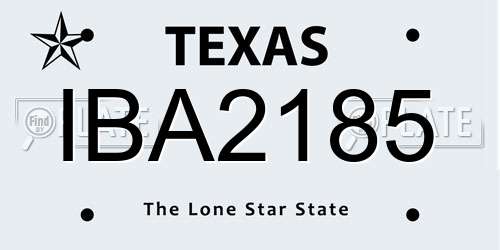IBA2185 Texas License Plate