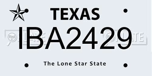 IBA2429 Texas License Plate