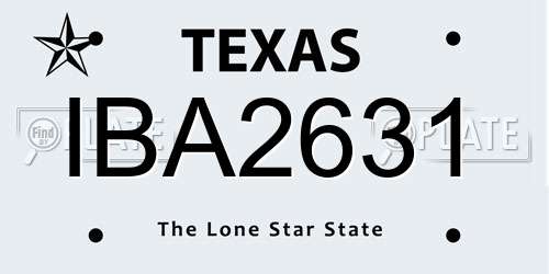 IBA2631 Texas License Plate