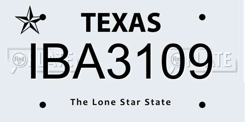 IBA3109 Texas License Plate