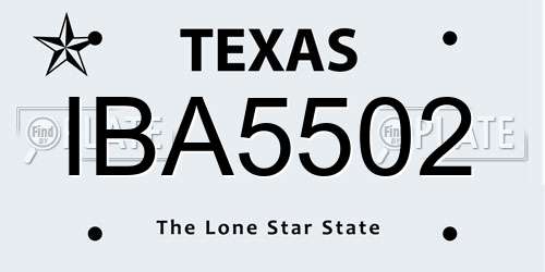 IBA5502 Texas License Plate