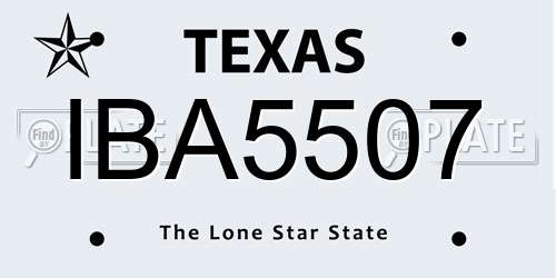 IBA5507 Texas License Plate
