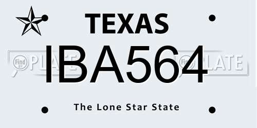 IBA564 Texas License Plate