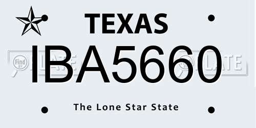 IBA5660 Texas License Plate