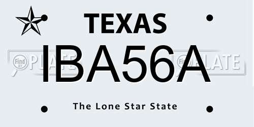 IBA56A Texas License Plate