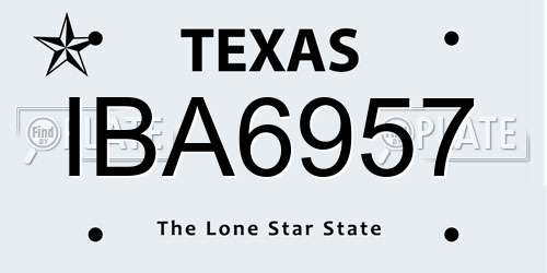 IBA6957 Texas License Plate