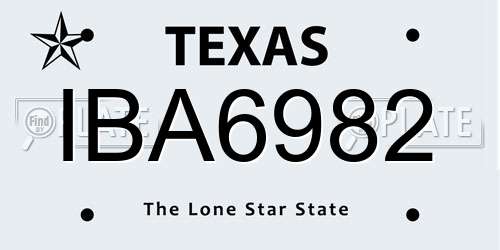 IBA6982 Texas License Plate