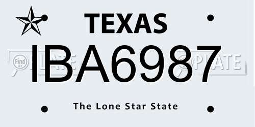 IBA6987 Texas License Plate