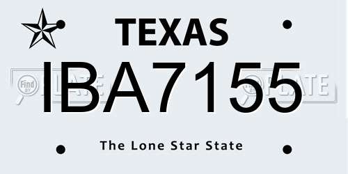 IBA7155 Texas License Plate