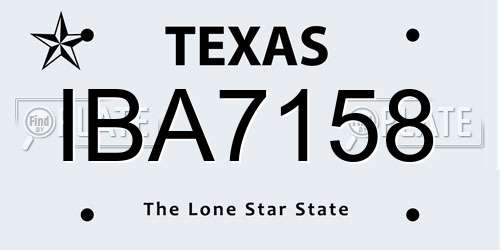 IBA7158 Texas License Plate