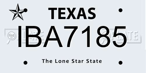 IBA7185 Texas License Plate