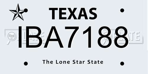 IBA7188 Texas License Plate