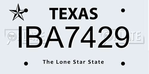 IBA7429 Texas License Plate