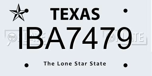 IBA7479 Texas License Plate