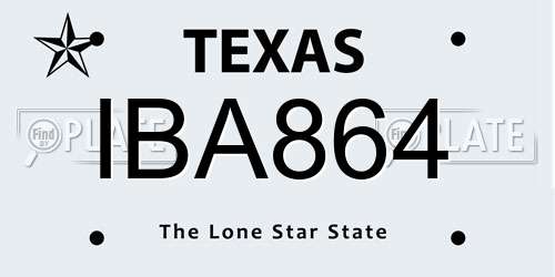 IBA864 Texas License Plate