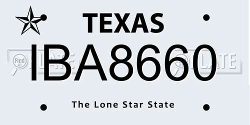 IBA8660 Texas License Plate