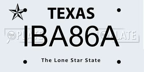 IBA86A Texas License Plate