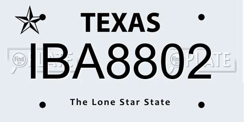 IBA8802 Texas License Plate
