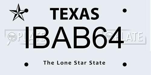 IBAB64 Texas License Plate