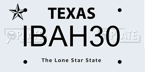 IBAH30 Texas License Plate