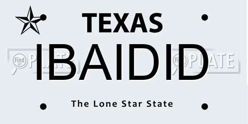IBAIDID Texas License Plate