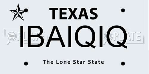 IBAIQIQ Texas License Plate