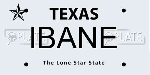 IBANE Texas License Plate