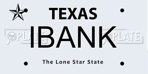 IBANK Texas License Plate