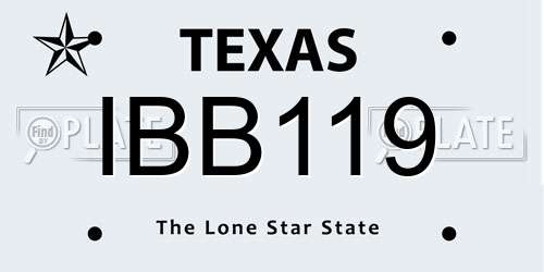 IBB119 Texas License Plate