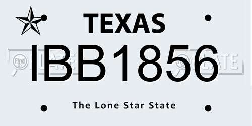 IBB1856 Texas License Plate