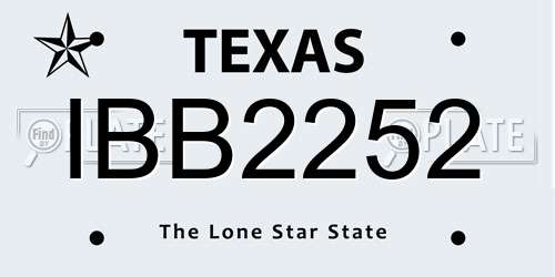 IBB2252 Texas License Plate