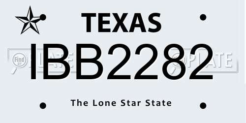 IBB2282 Texas License Plate