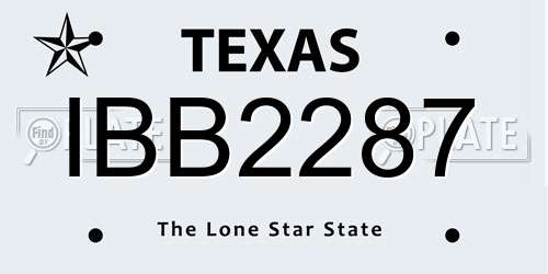 IBB2287 Texas License Plate