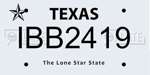 IBB2419 Texas License Plate