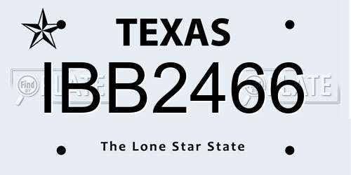 IBB2466 Texas License Plate