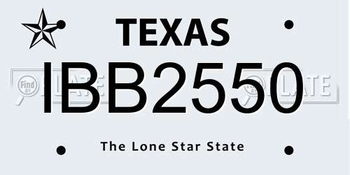 IBB2550 Texas License Plate