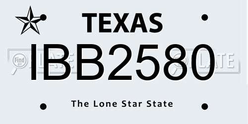 IBB2580 Texas License Plate
