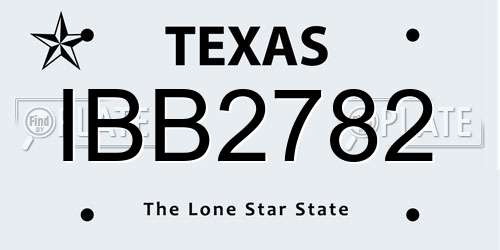 IBB2782 Texas License Plate