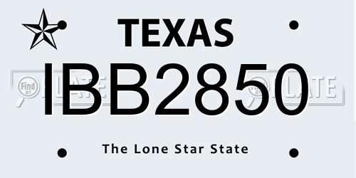 IBB2850 Texas License Plate