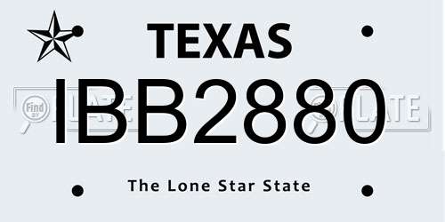 IBB2880 Texas License Plate