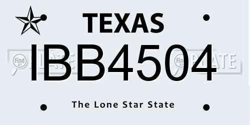 IBB4504 Texas License Plate