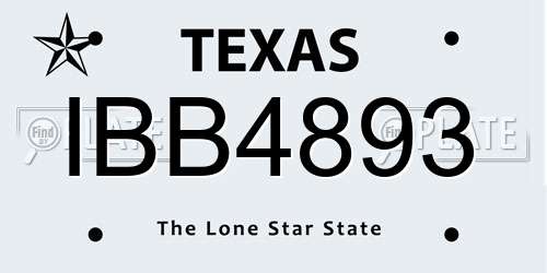 IBB4893 Texas License Plate