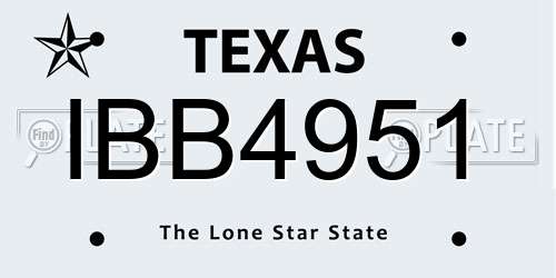 IBB4951 Texas License Plate