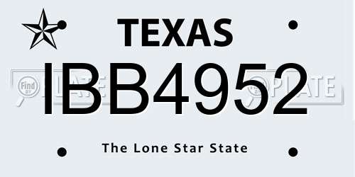 IBB4952 Texas License Plate