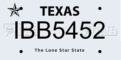 IBB5452 Texas License Plate