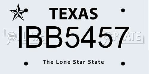 IBB5457 Texas License Plate