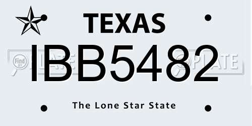 IBB5482 Texas License Plate