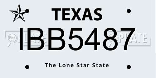 IBB5487 Texas License Plate