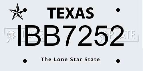IBB7252 Texas License Plate