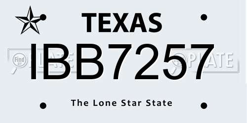 IBB7257 Texas License Plate